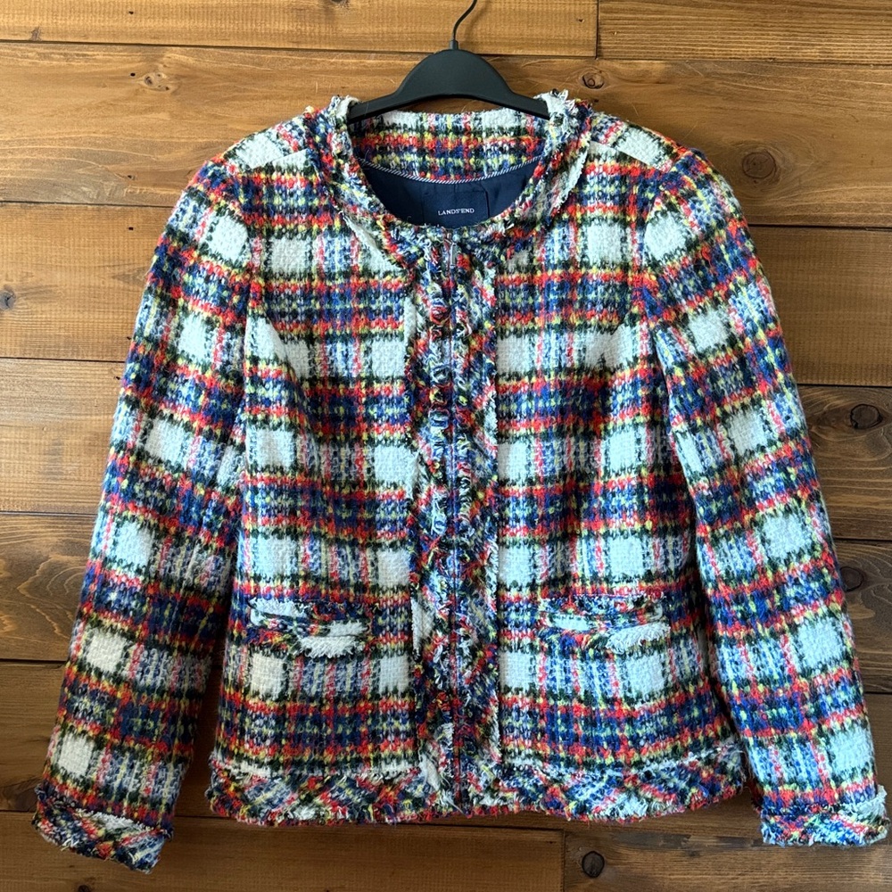 Lands' End Multicolor Tweed Jacket - image 1